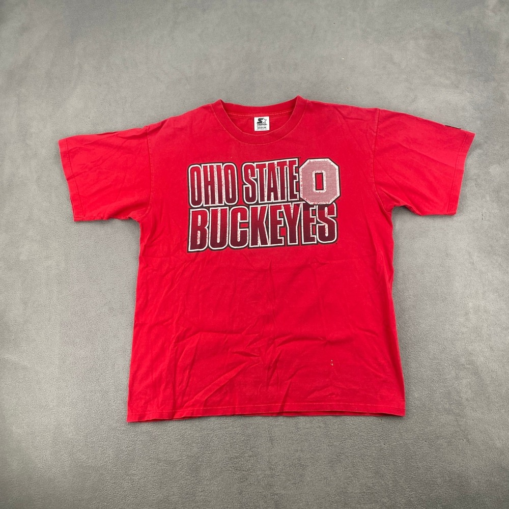 Vintage Starter Ohio State Buckeyes T-Shirt Red Mens Medium Made in USA 90s 8143